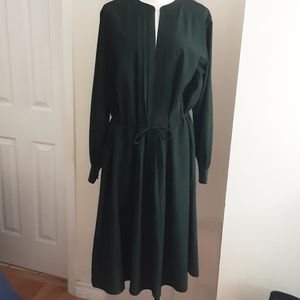 H&M Midi Pleated Front Dress, Dark Green, Size 16